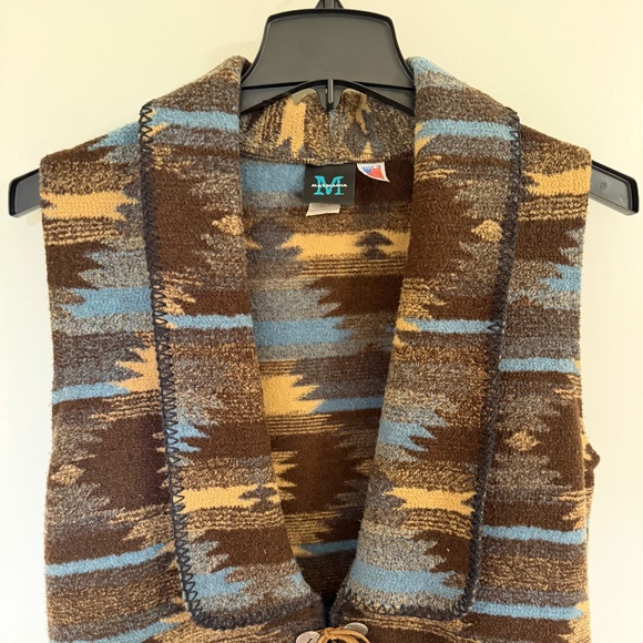Vintage Mazmania Southwestern Long Fleece Vest Large Made in USA - Picture 8 of 10